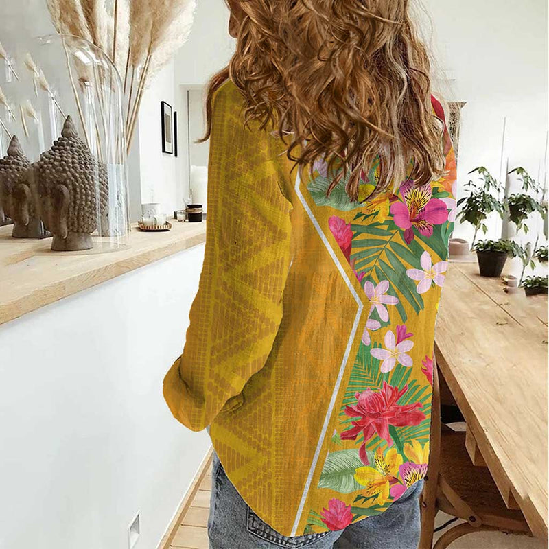 Africa Tropical Flowers Yellow Version Women Casual Shirt