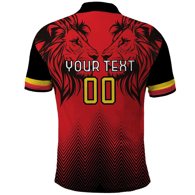 Custom Belgium Rugby Diables Noirs Lion Head Polo Shirt