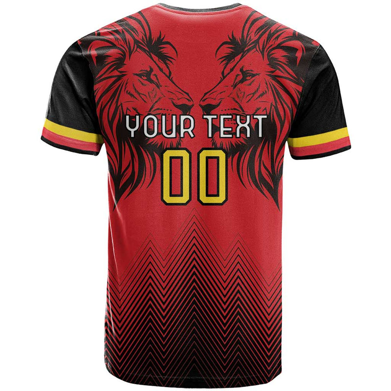 Custom Belgium Rugby Diables Noirs Lion Head T Shirt