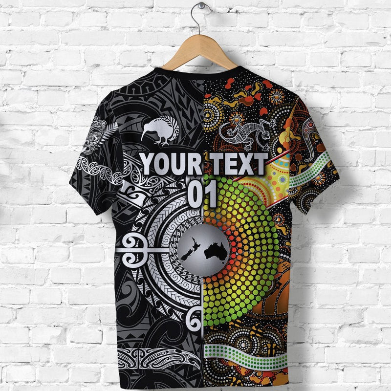 Custom New Zealand and Australia Together Black, Custom Text And Number T Shirt