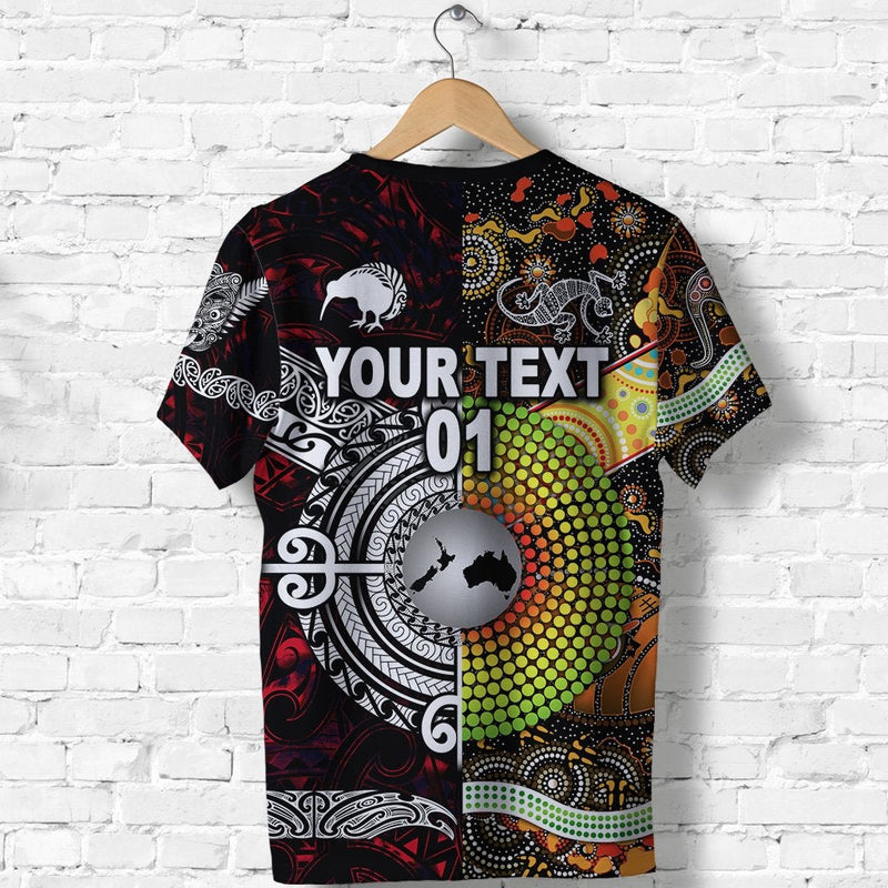 Custom New Zealand and Australia Together Red, Custom Text And Number T Shirt