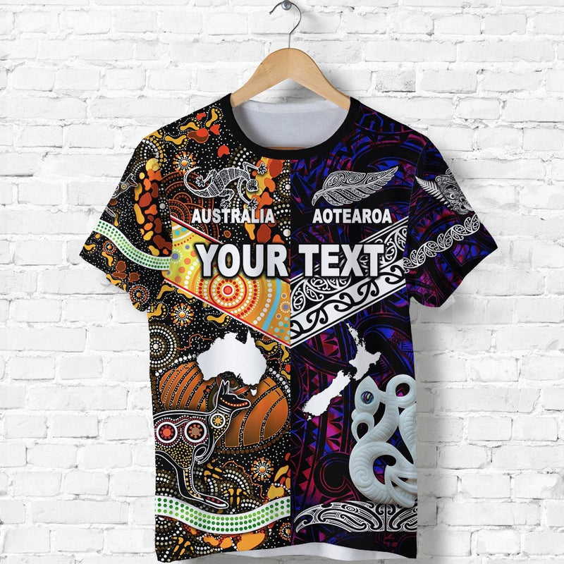 Custom New Zealand and Australia Together Purple T Shirt