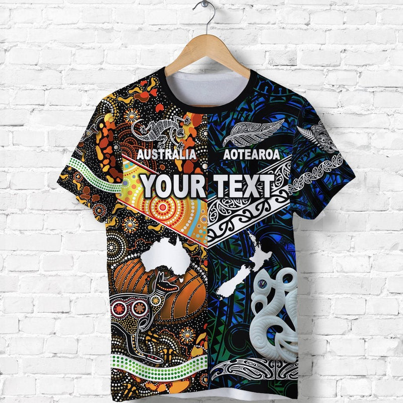 Custom New Zealand and Australia Together Blue T Shirt