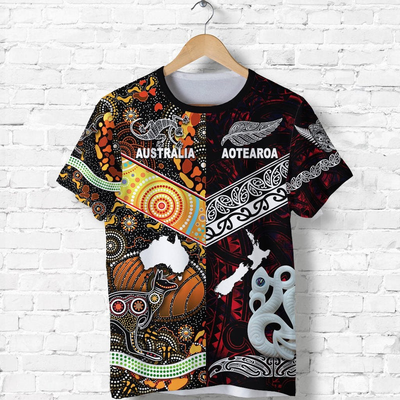 Custom New Zealand and Australia Together Red, Custom Text And Number T Shirt