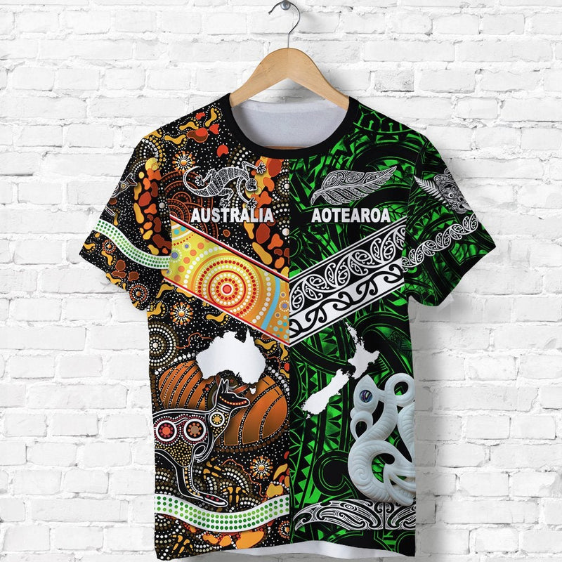 Custom New Zealand and Australia Together Green, Custom Text And Number T Shirt