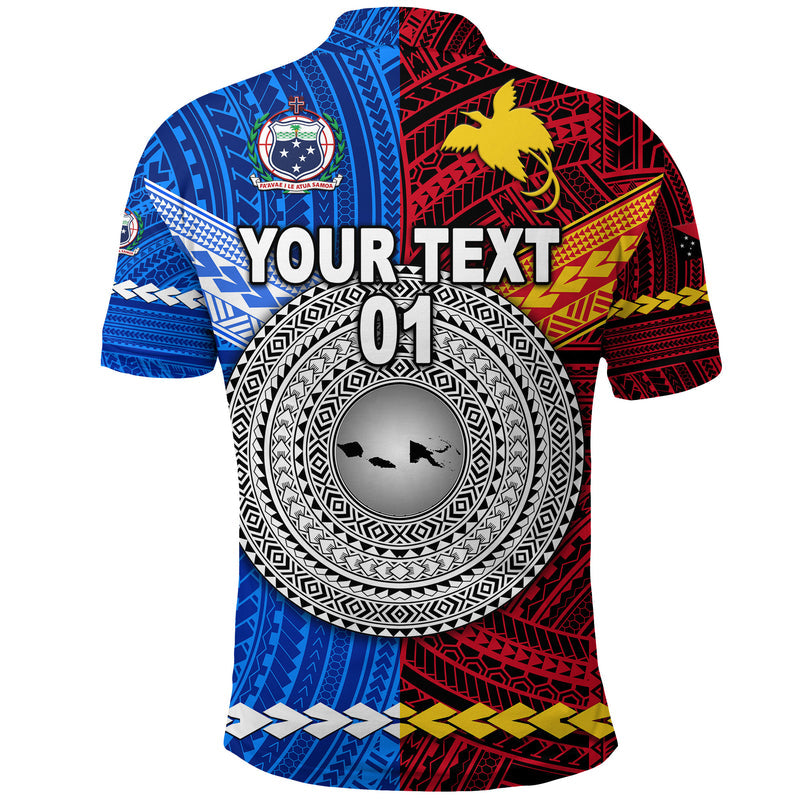 Custom Papua New Guinea Samoa Polynesian Together, Custom Text and Number Polo Shirt