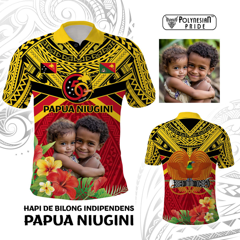 Custom Photo Provinces of Papua New Guinea 50th Years Hapi De bilong Indipendens Polo Shirt