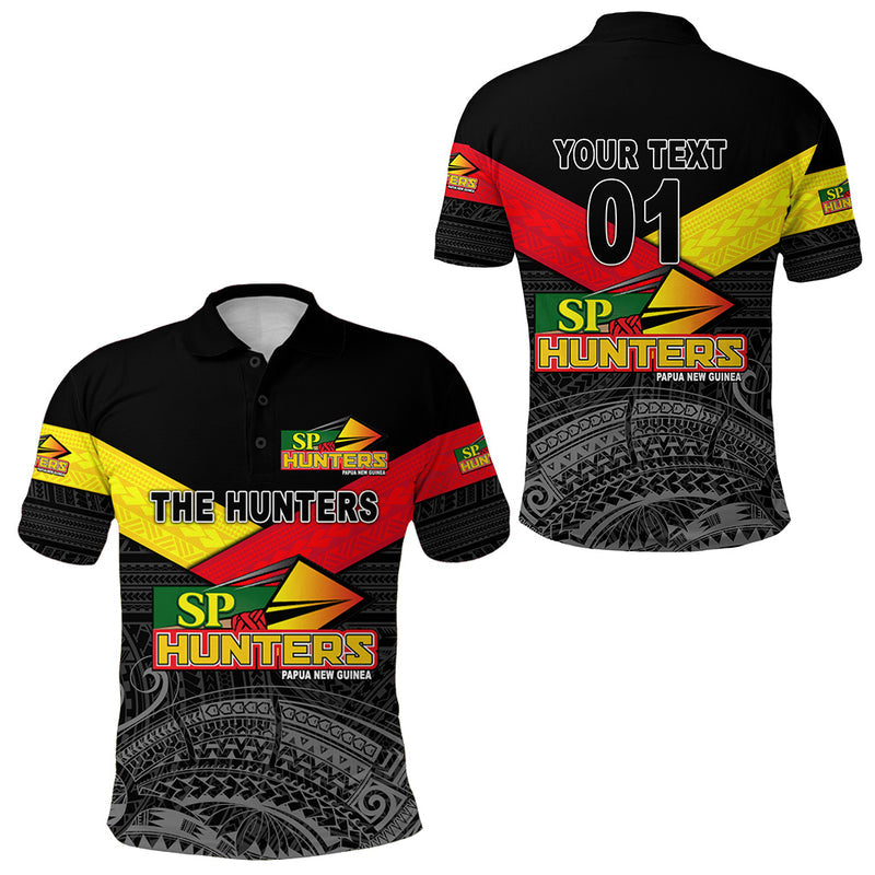 Custom Papua New Guinea SP Hunters Rugby Original Style Black, Custom Text and Number Polo Shirt