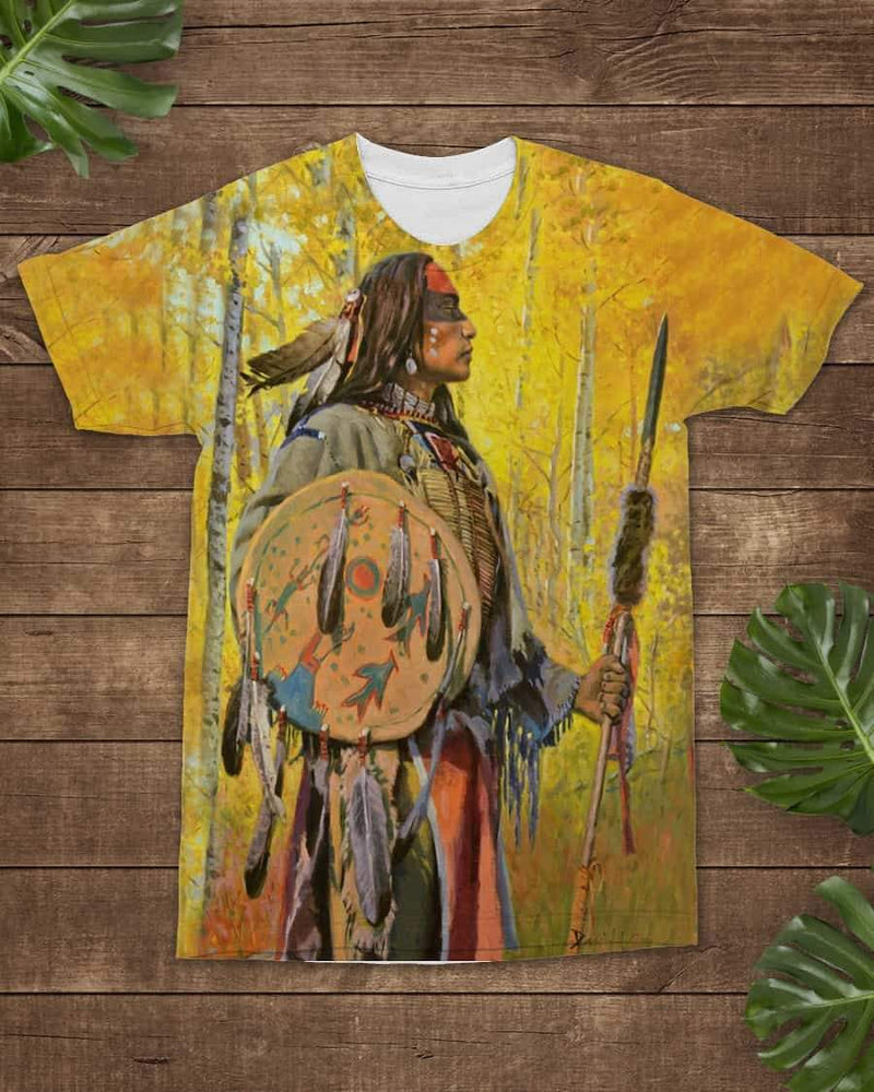 3D Native American Warrior T Shirt