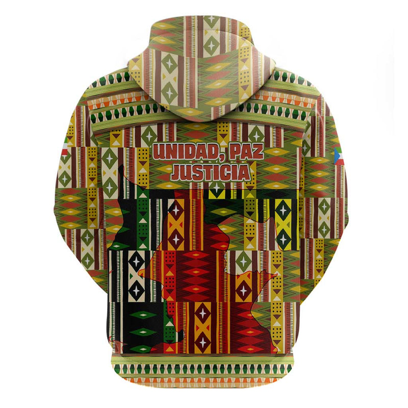 Equatorial Guinea with Lion Print and Traditional African Kente Patterns Hoodie