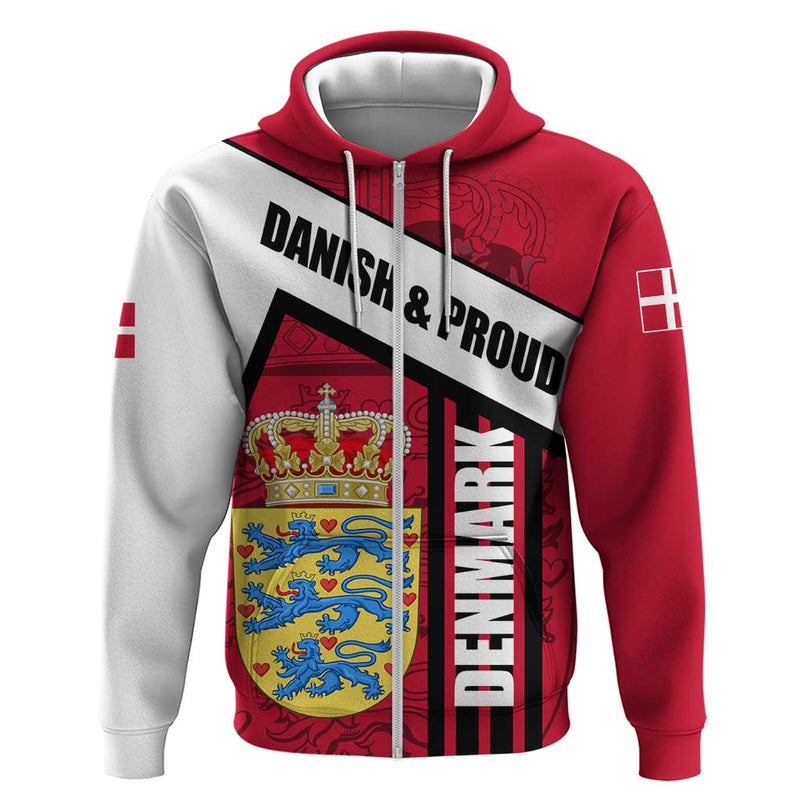 Denmark Danish Coat of Arms National Flag Bold Scandinavian Heritage Design Hoodie
