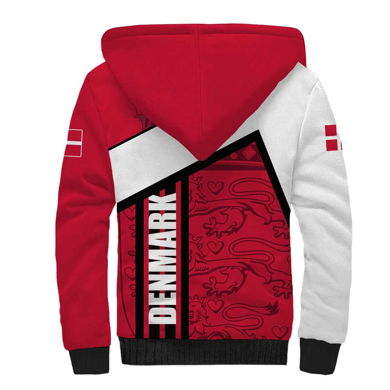 Denmark Danish Coat of Arms, National Flag, Bold Scandinavian Heritage Design Sherpa Hoodie