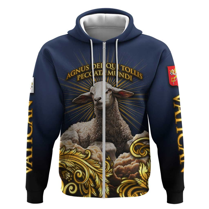 Agnus Dei Lamb of God Latin Catholic Art with Gold Baroque Accents Hoodie