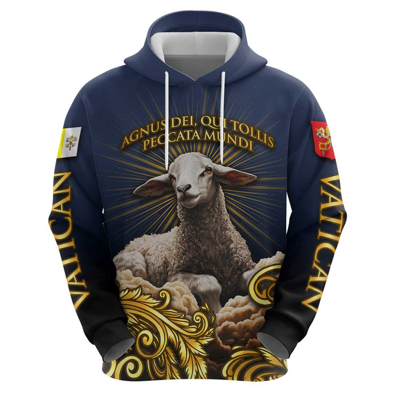 Agnus Dei Lamb of God Latin Catholic Art with Gold Baroque Accents Hoodie