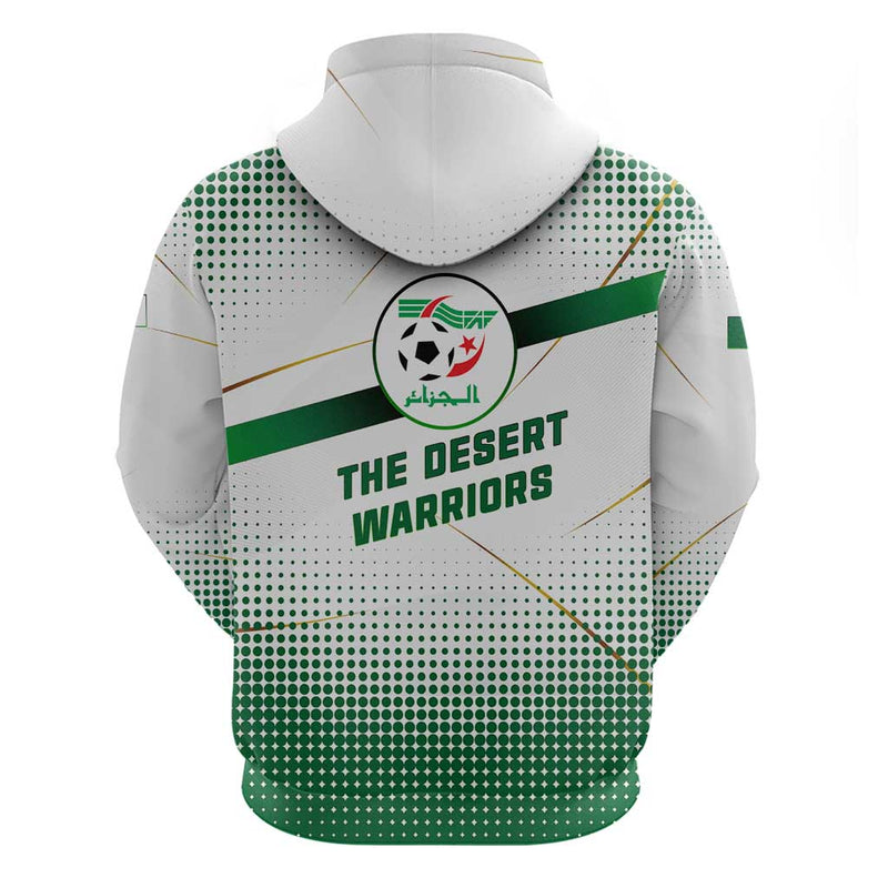 Algeria Soccer with Desert Warriors Text and National Flag Design Hoodie