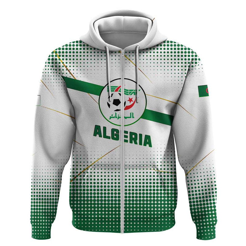Algeria Soccer with Desert Warriors Text and National Flag Design Hoodie