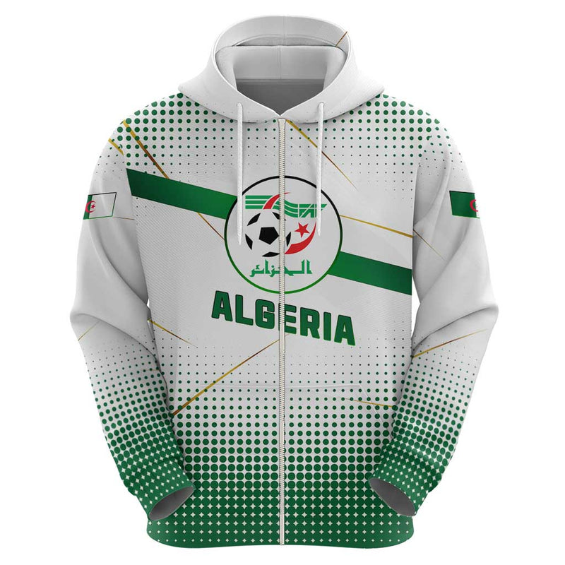 Algeria Soccer with Desert Warriors Text and National Flag Design Hoodie