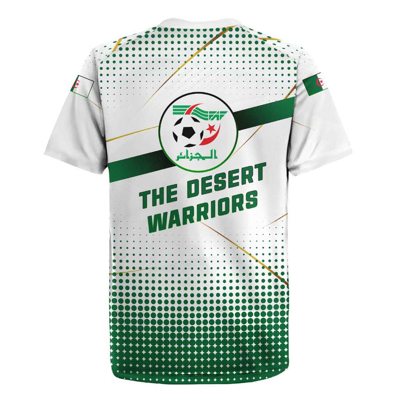 Algeria Soccer With Desert Warriors Text And National Flag Design Rugby Jersey