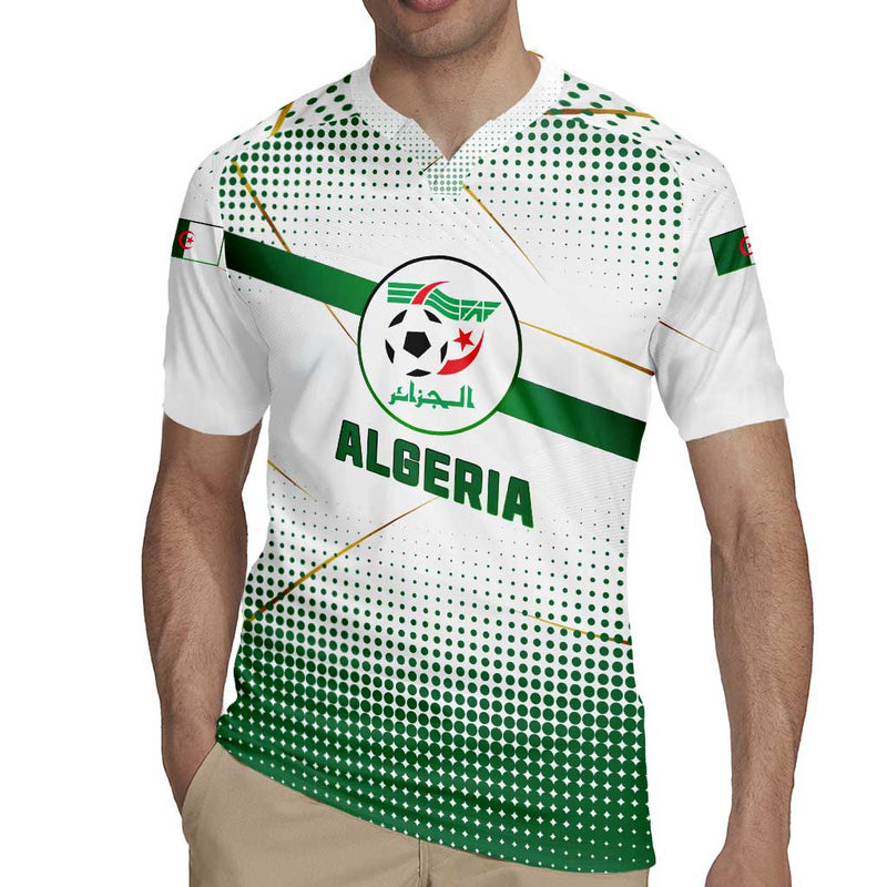 Algeria Soccer With Desert Warriors Text And National Flag Design Rugby Jersey