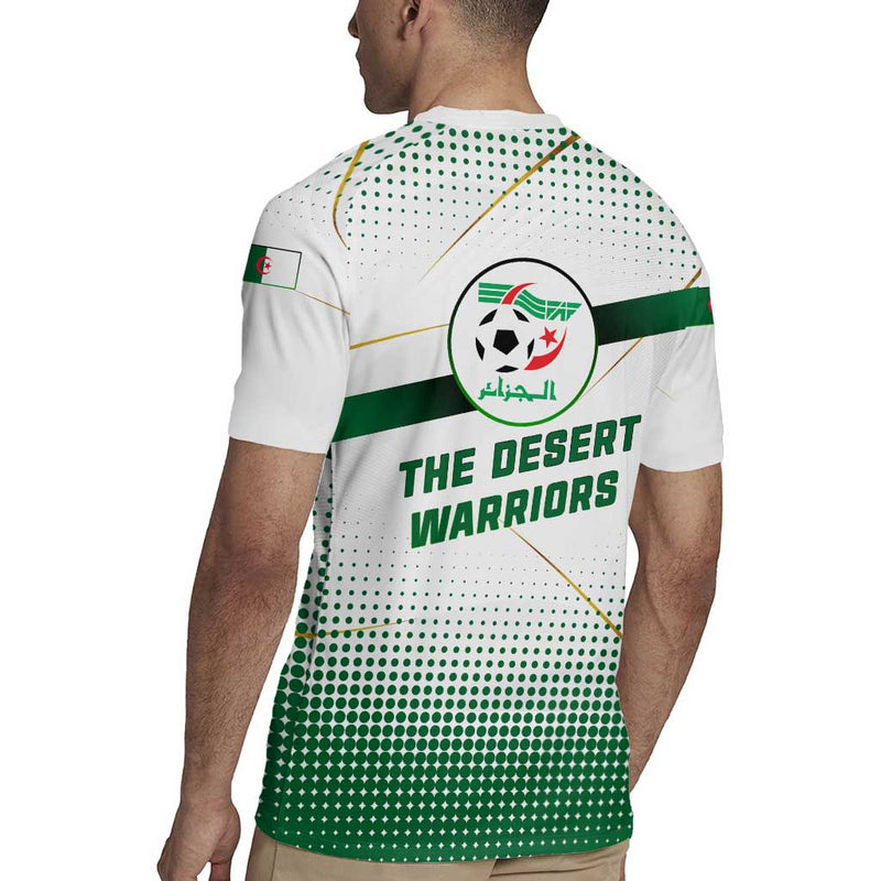 Algeria Soccer With Desert Warriors Text And National Flag Design Rugby Jersey