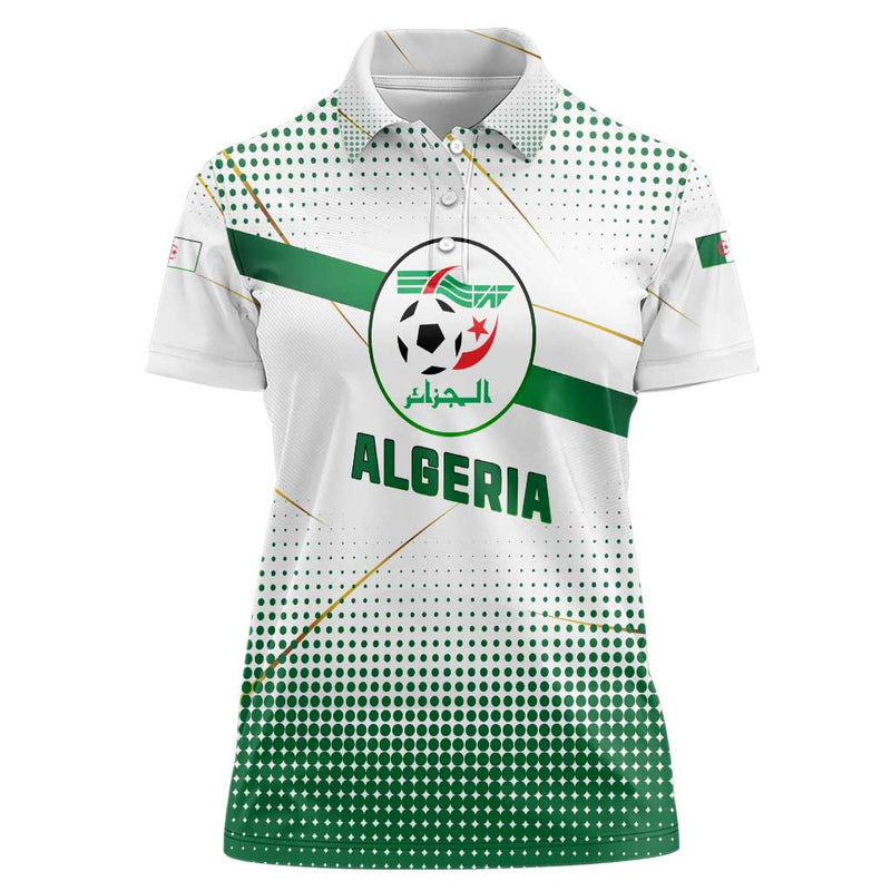 Algeria Soccer with Desert Warriors Text and National Flag Design Women Polo Shirt