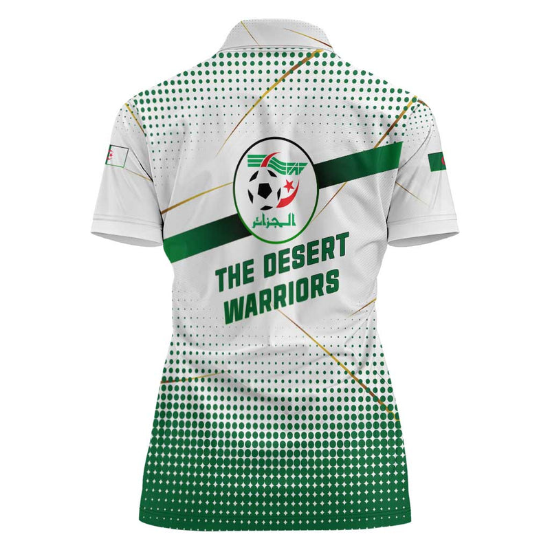 Algeria Soccer with Desert Warriors Text and National Flag Design Women Polo Shirt