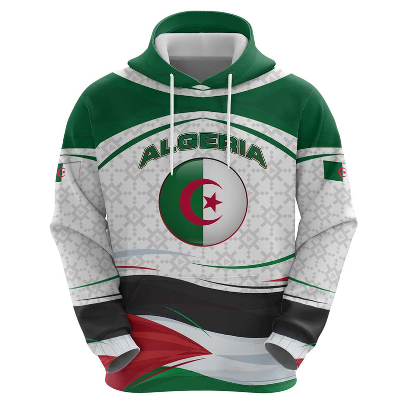Algeria with National Flag and Coat of Arms Crest Design Hoodie