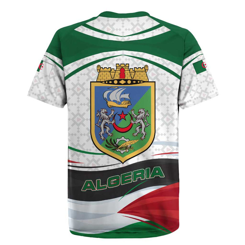 Algeria With National Flag And Coat Of Arms Crest Design Rugby Jersey