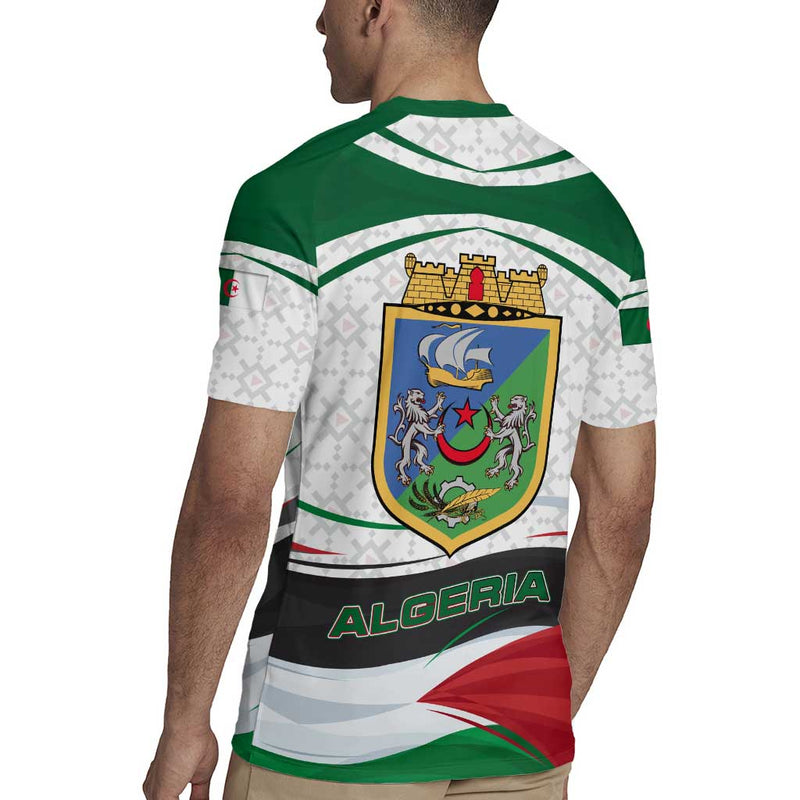 Algeria With National Flag And Coat Of Arms Crest Design Rugby Jersey