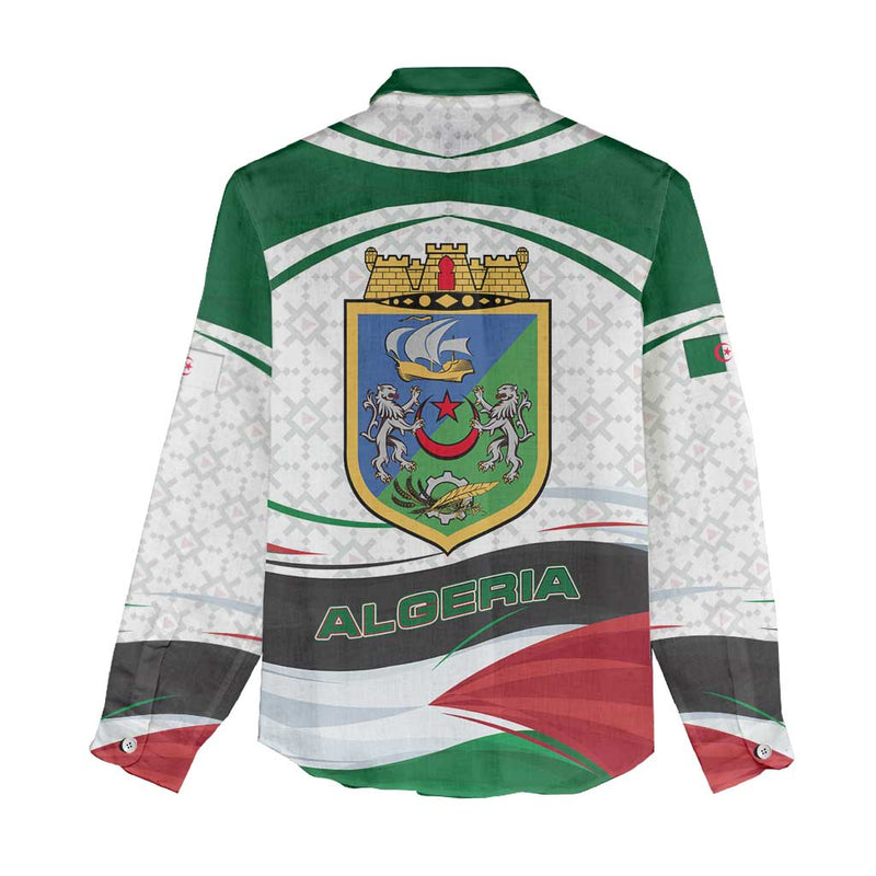 Algeria with National Flag and Coat of Arms Crest Design Women Casual Shirt