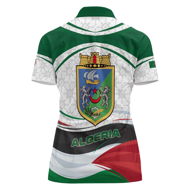 Algeria with National Flag and Coat of Arms Crest Design Women Polo Shirt