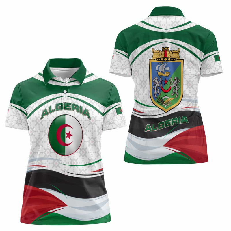Algeria with National Flag and Coat of Arms Crest Design Women Polo Shirt