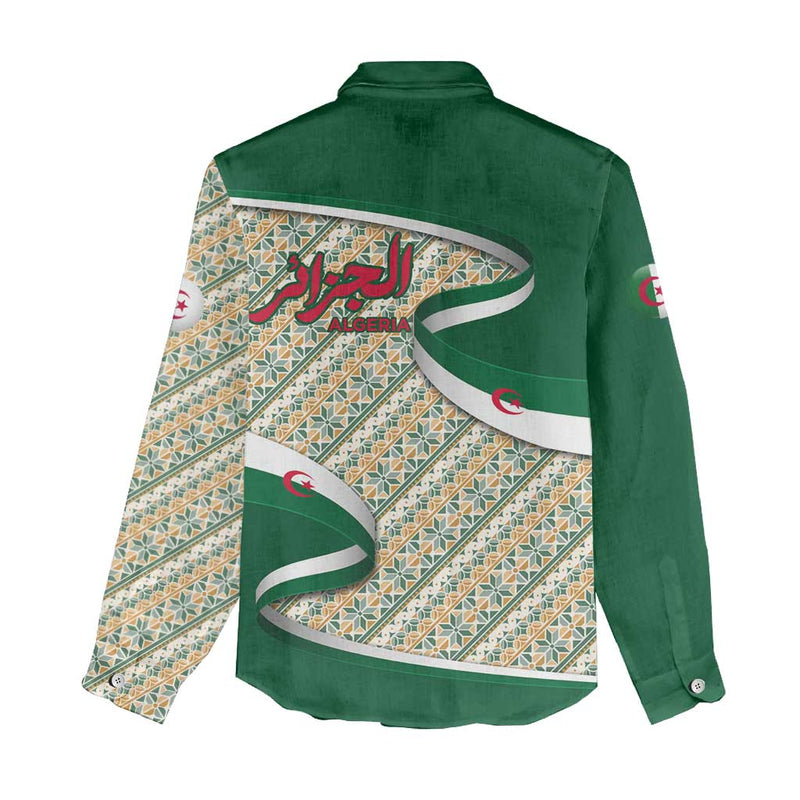 Algeria with Arabic Calligraphy and Traditional Pattern Design Women Casual Shirt