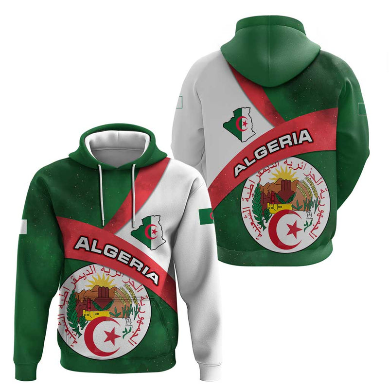 Algeria with National Emblem and Map Design Hoodie