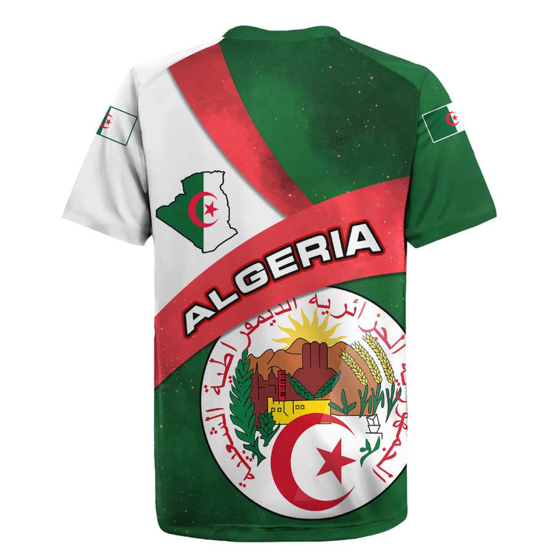 Algeria With National Emblem And Map Design Rugby Jersey