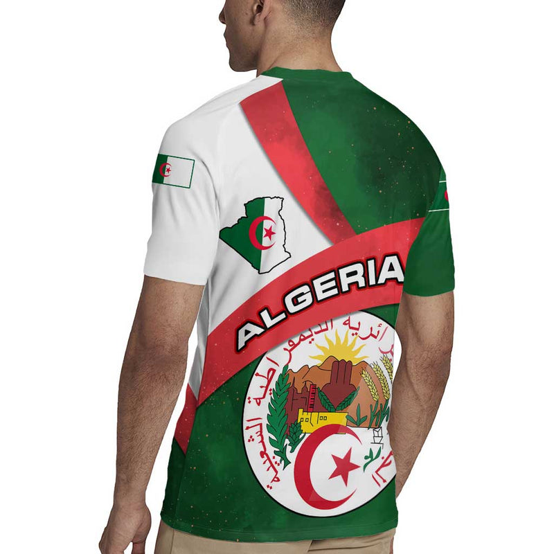 Algeria With National Emblem And Map Design Rugby Jersey