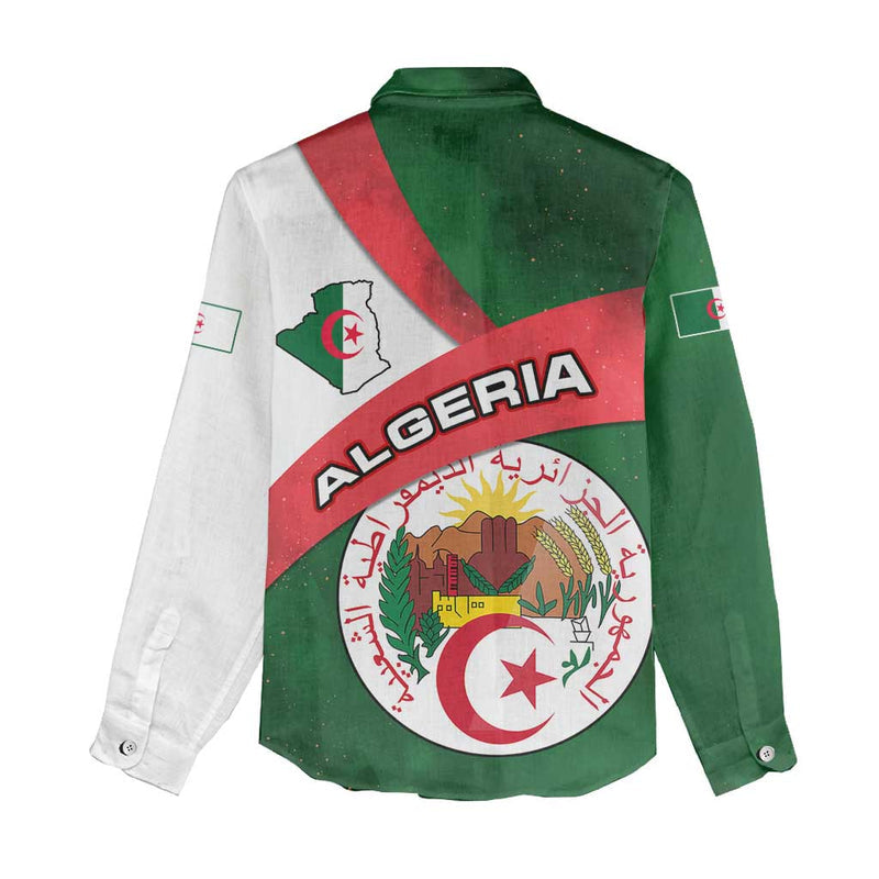 Algeria with National Emblem and Map Design Women Casual Shirt