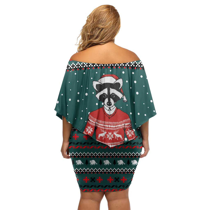 A Trashy Christmas Xmas Holiday Patterns Off Shoulder Short Dress