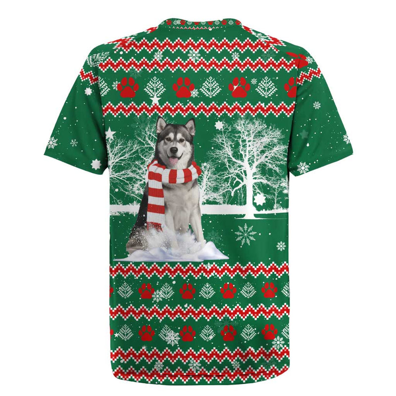 Alaskan Malamute Winter Tree Christmas Xmas Holiday Patterns Rugby Jersey