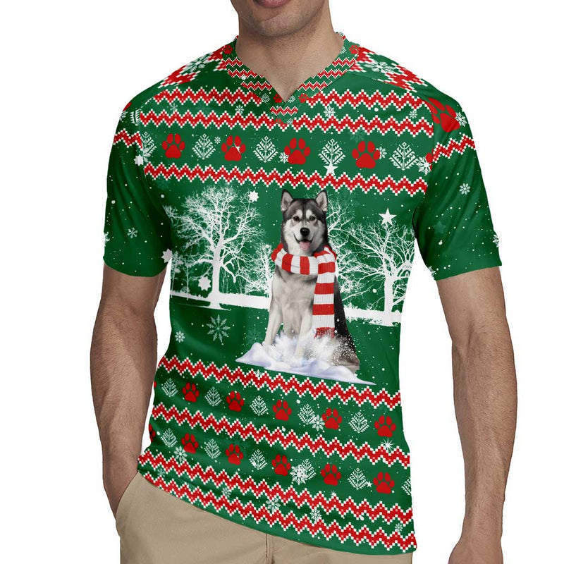Alaskan Malamute Winter Tree Christmas Xmas Holiday Patterns Rugby Jersey