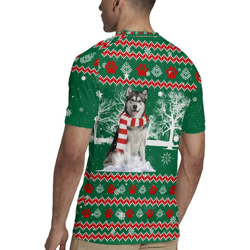 Alaskan Malamute Winter Tree Christmas Xmas Holiday Patterns Rugby Jersey