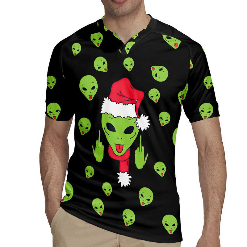 Alien Christmas Xmas Holiday Patterns Rugby Jersey