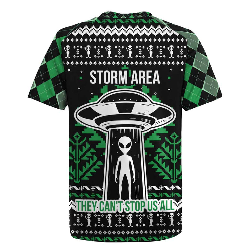 Alien Christmas Xmas Holiday Patterns Rugby Jersey