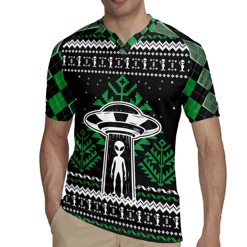 Alien Christmas Xmas Holiday Patterns Rugby Jersey
