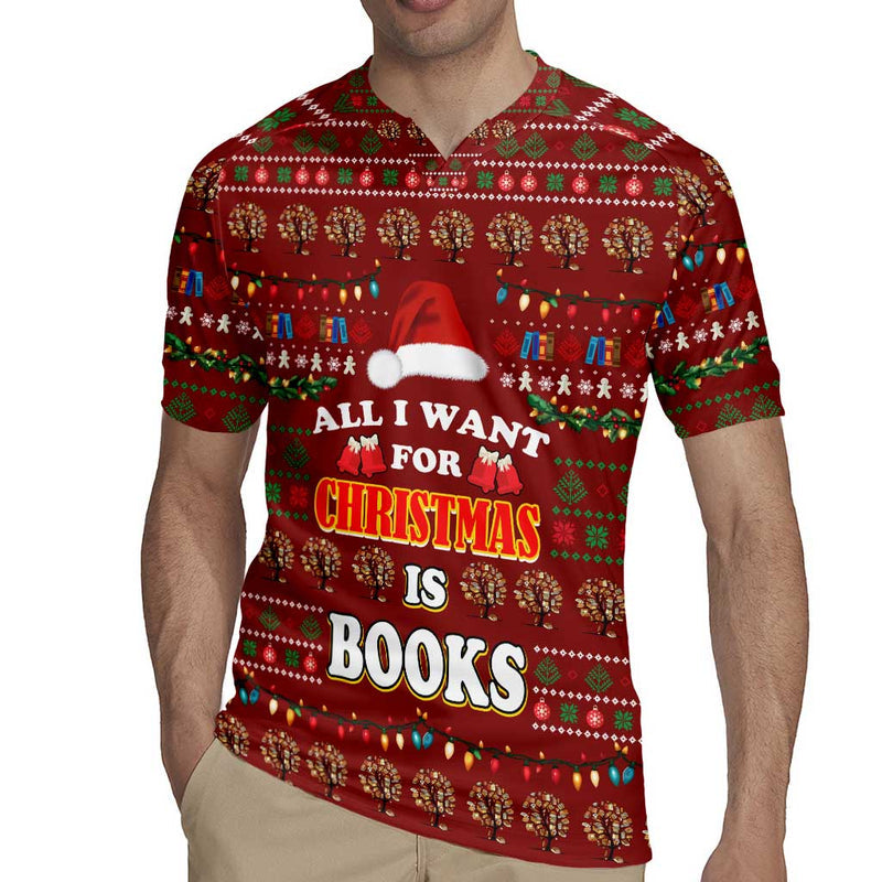 All I Want For Christmas Is Books Christmas Xmas Holiday Patterns Rugby Jersey
