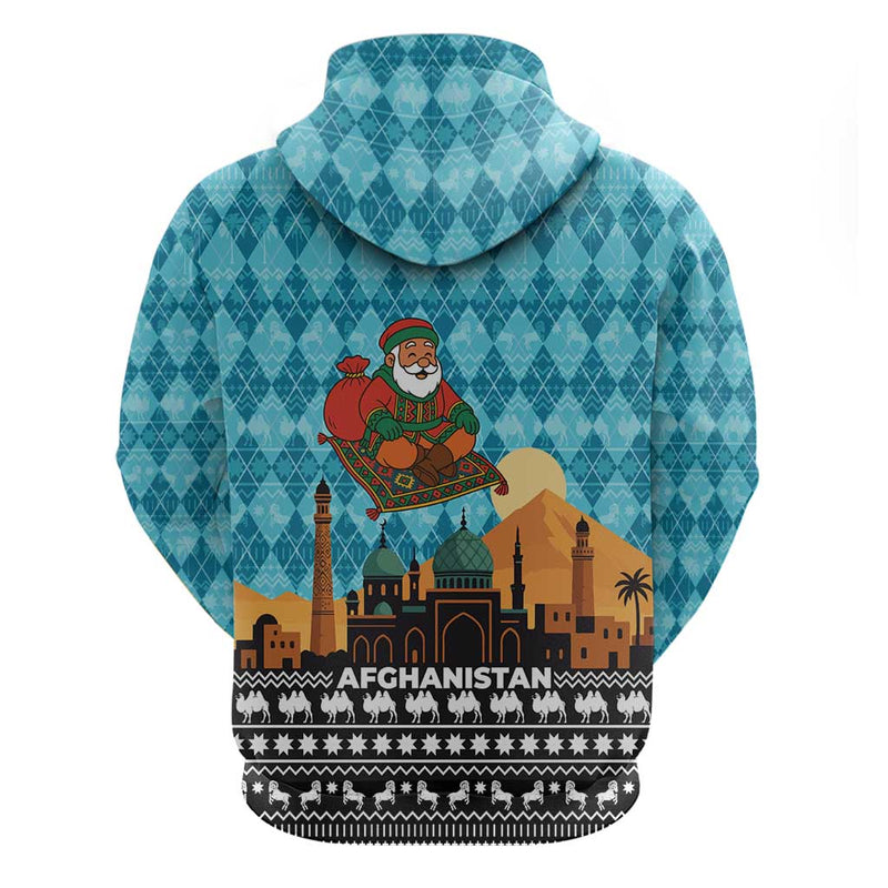 Afghanistan Christmas With Santa On Flying Carpet Mosque Camels And Desert Sunset Design Hoodie
