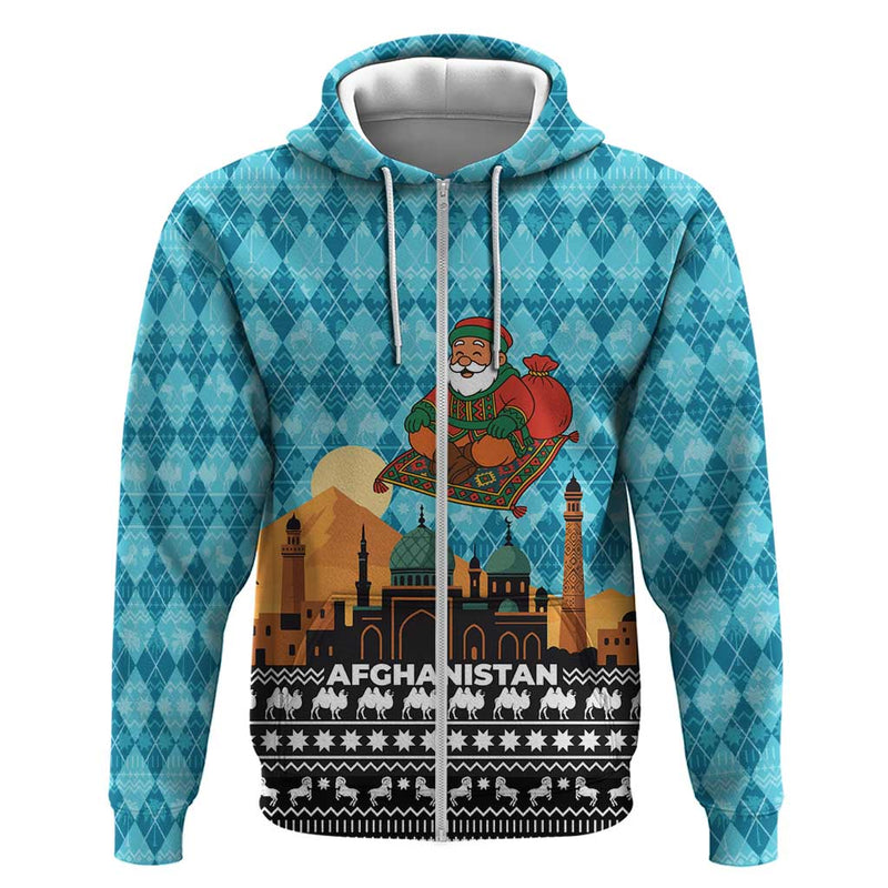 Afghanistan Christmas With Santa On Flying Carpet Mosque Camels And Desert Sunset Design Hoodie