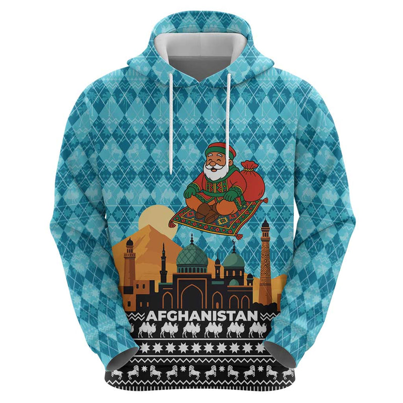 Afghanistan Christmas With Santa On Flying Carpet Mosque Camels And Desert Sunset Design Hoodie