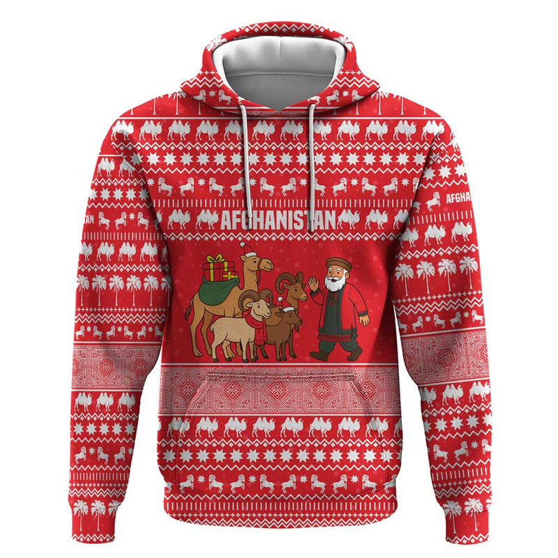 Afghanistan Christmas With Santa Camels Sheep Traditional Pattern And Festive Design Hoodie