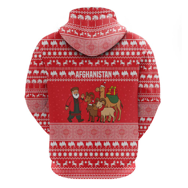 Afghanistan Christmas With Santa Camels Sheep Traditional Pattern And Festive Design Hoodie